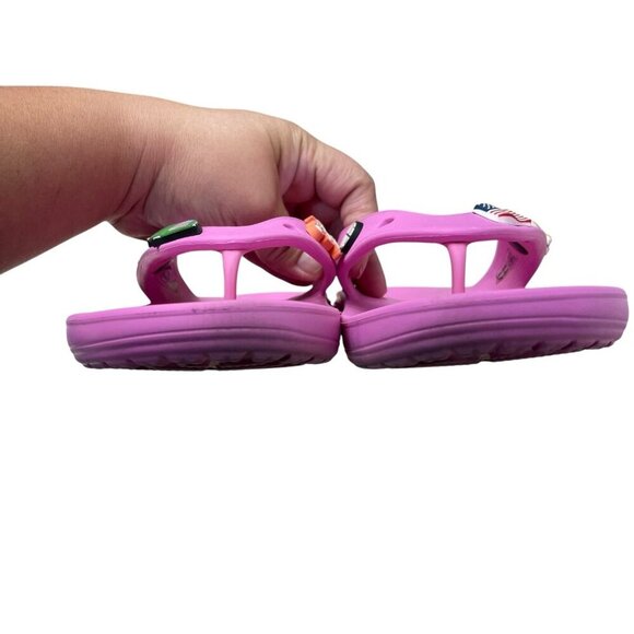 CROCS Unisex W9 M7 Iconic Crocs Classic Flip Flop Sandals Pink Jibbitz Minnie - Picture 7 of 8